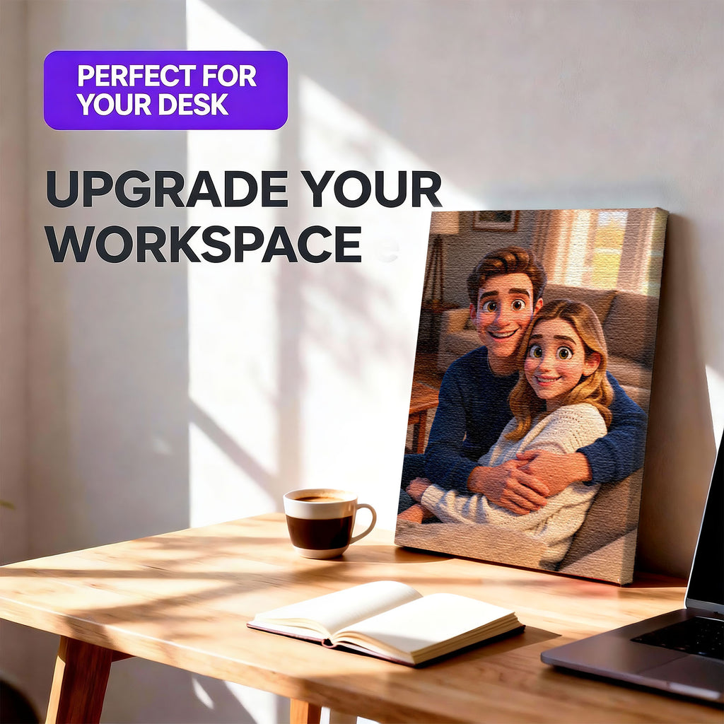 Custom 3D Cartoon Couple Portrait - Personalized Pixar-Style Gallery Canvas from Your Photo