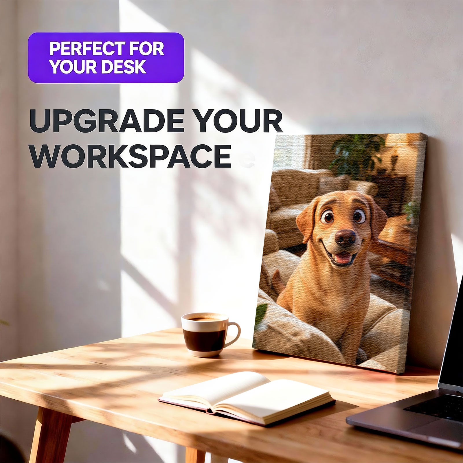 Custom 3D Cartoon Dog Portrait - Personalized Pixar-Style Pet Art Premium Gallery Canvas